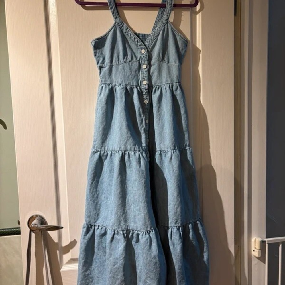 Forever 21 Blue Denim Tiered Dress